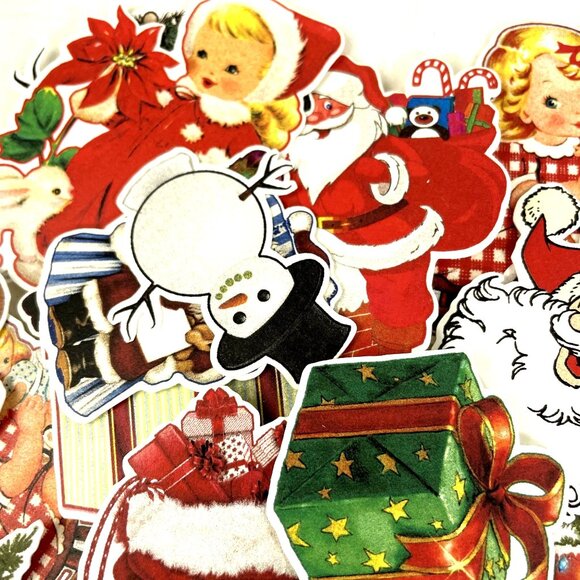 Lot 45 Plus Christmas Ephemera Pieces Fun Junk Journal Scrapbooking Die Cuts u - Picture 3 of 4